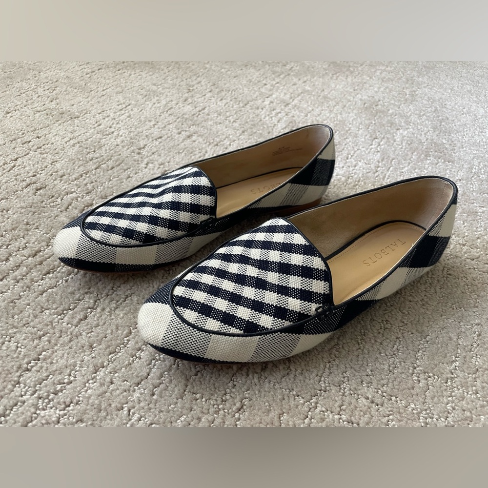 Navy Blue and Cream Checkered Women’s Loafers from Talbots